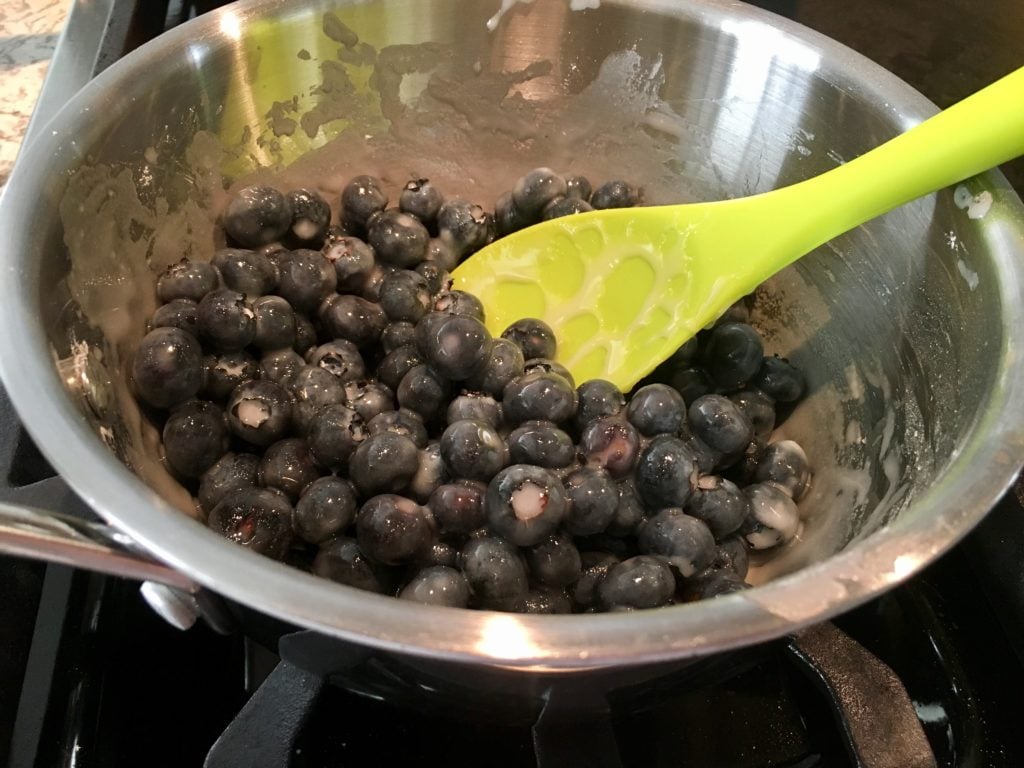 Blueberry filling on a tub