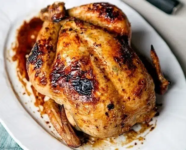 Roasted chicken on a plate