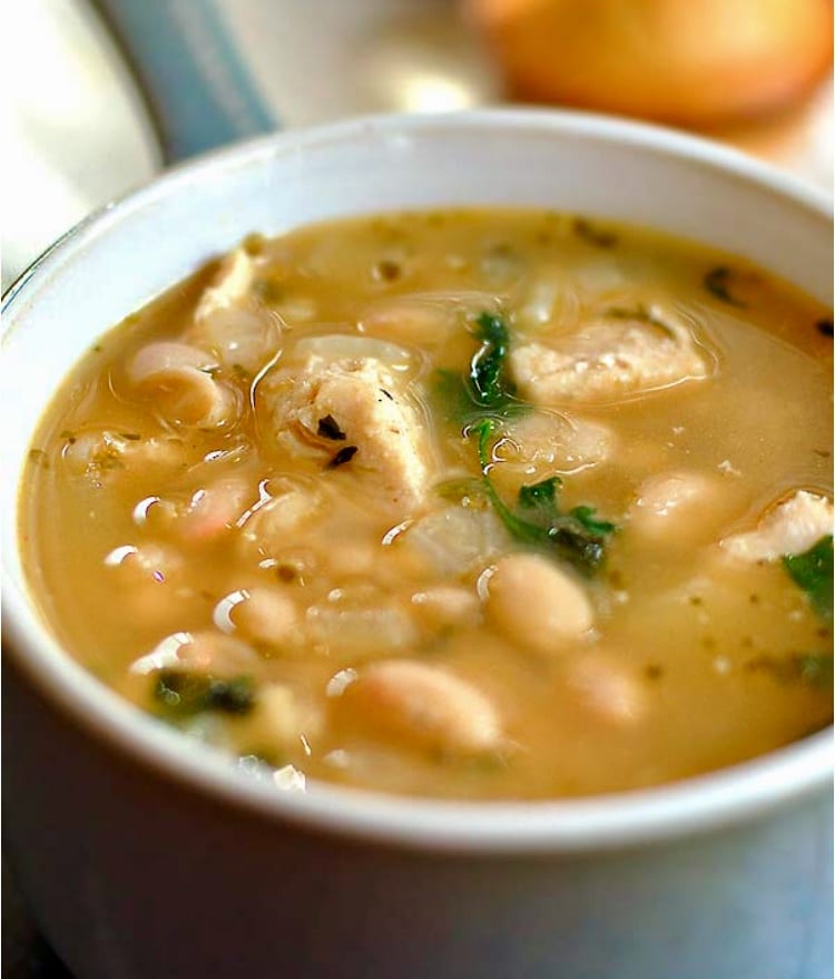 chicken chili soup in a bowl