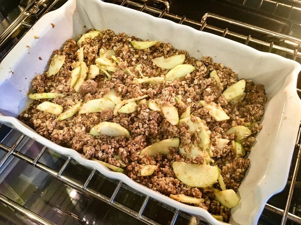 Apple Crisp on a serving bowl