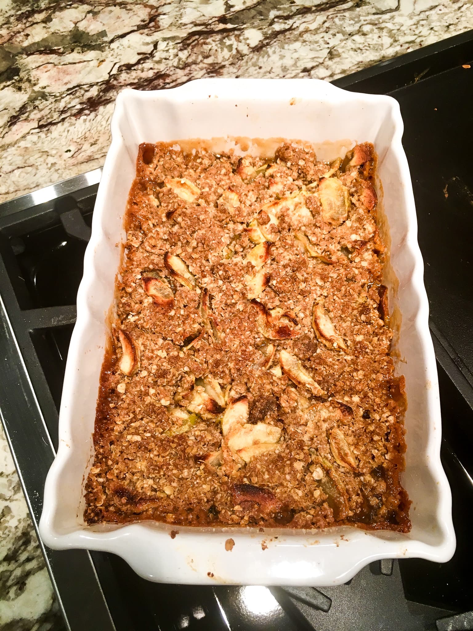 apple crisp on a serving bowl