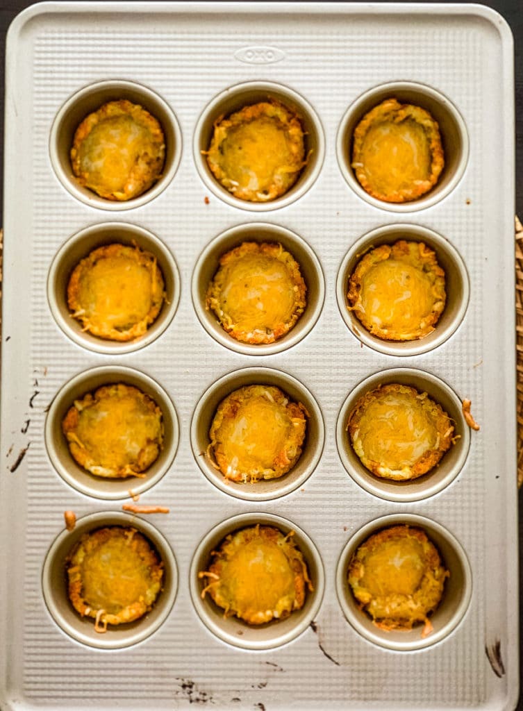 muffin tin tots with melted cheese