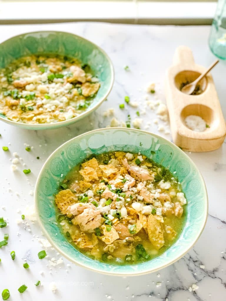 two bowl of chicken posole