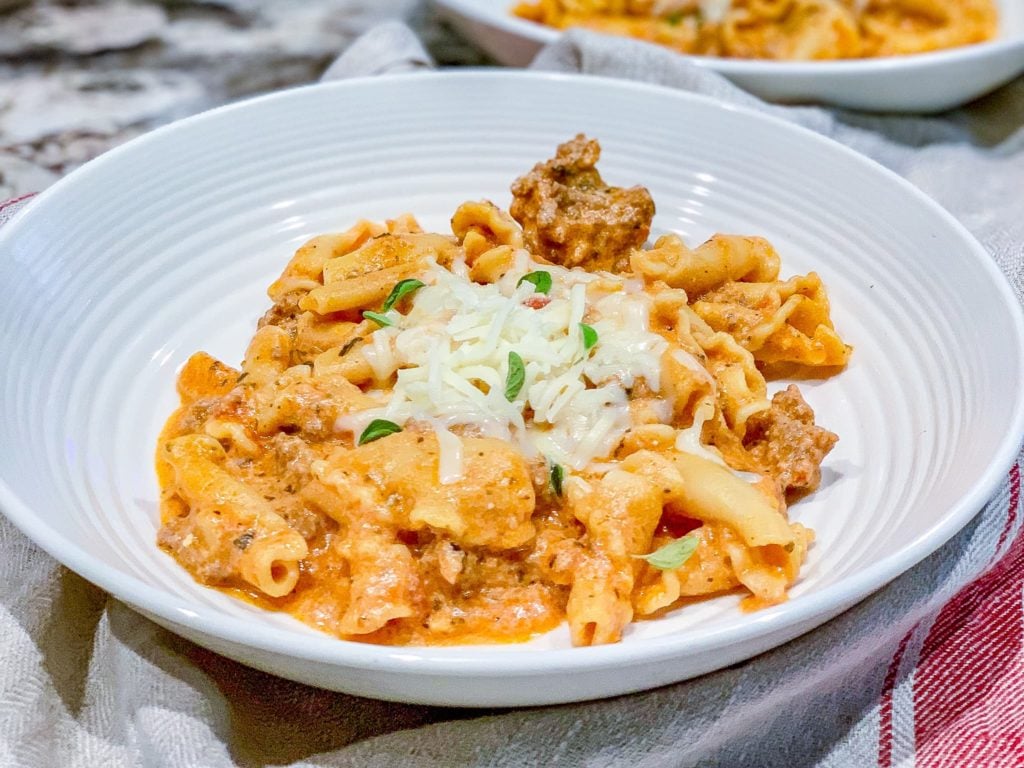 Plate of lasagna with ricotta cheese