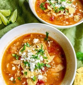 two bowl of chicken tortilla soup