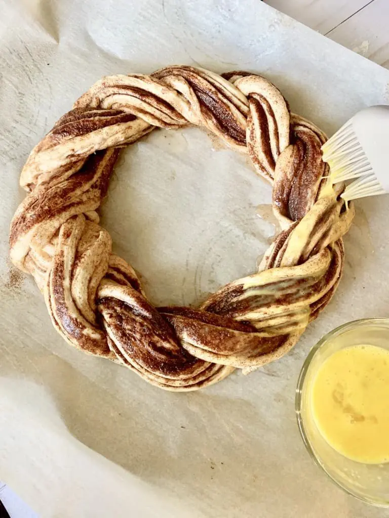 the pumpkin spice twisted bread brushed with egg wash 