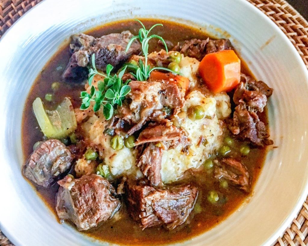 Beef Stew with mashed potatoes.