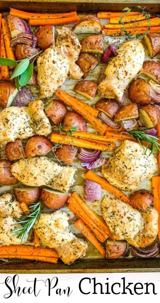easy sheet pan dinner with chicken and veggies