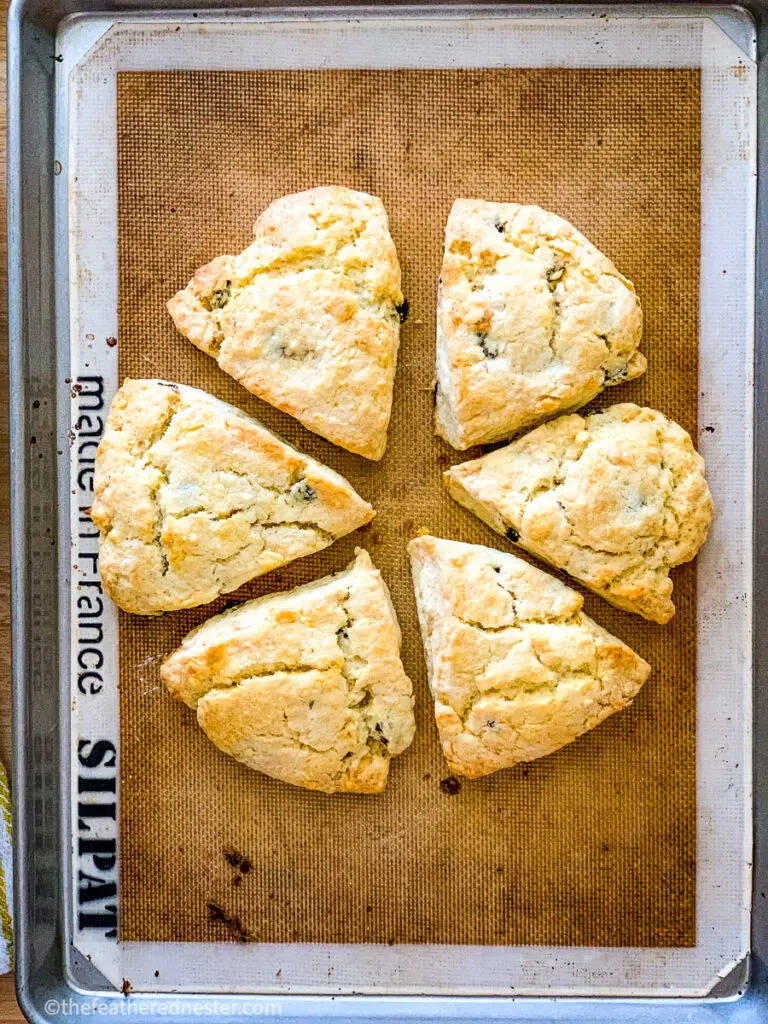 a sheet pan of baked scones