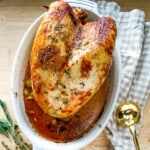 buttermilk turkey brine roasted resting in a roasting dish