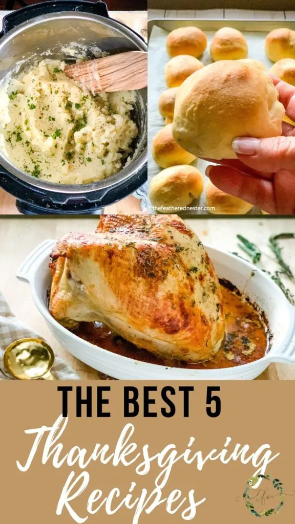 collage of the best 5 thanksgiving dinner recipes