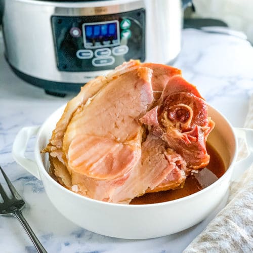 Ham with Coke with the Crock Pot in the background.