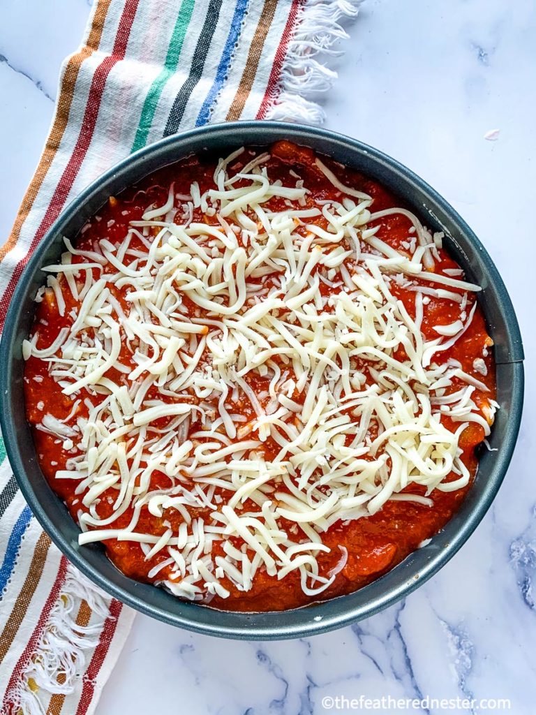 layered ravioli lasagna in the instant pot.