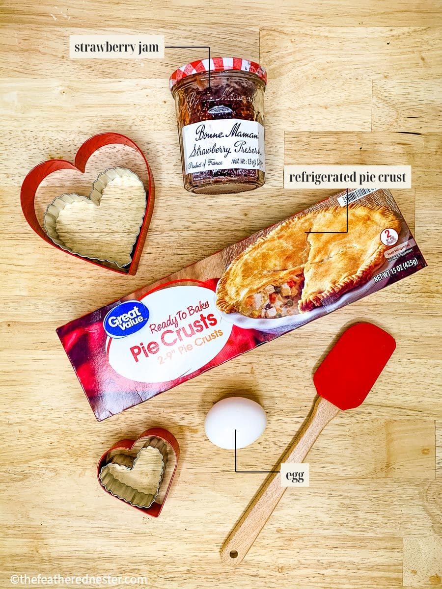 Labeled ingredient image for heart hand pies.