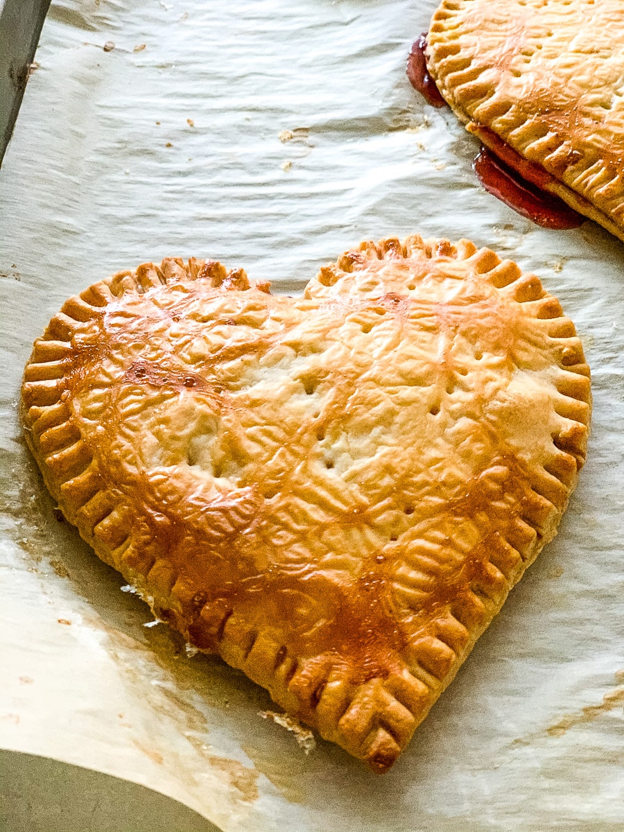 Baked heart shaped pastry.