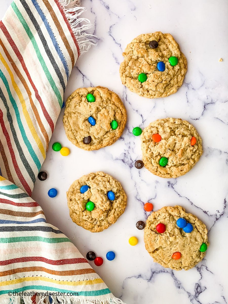 Oatmeal Cookies with M&Ms.