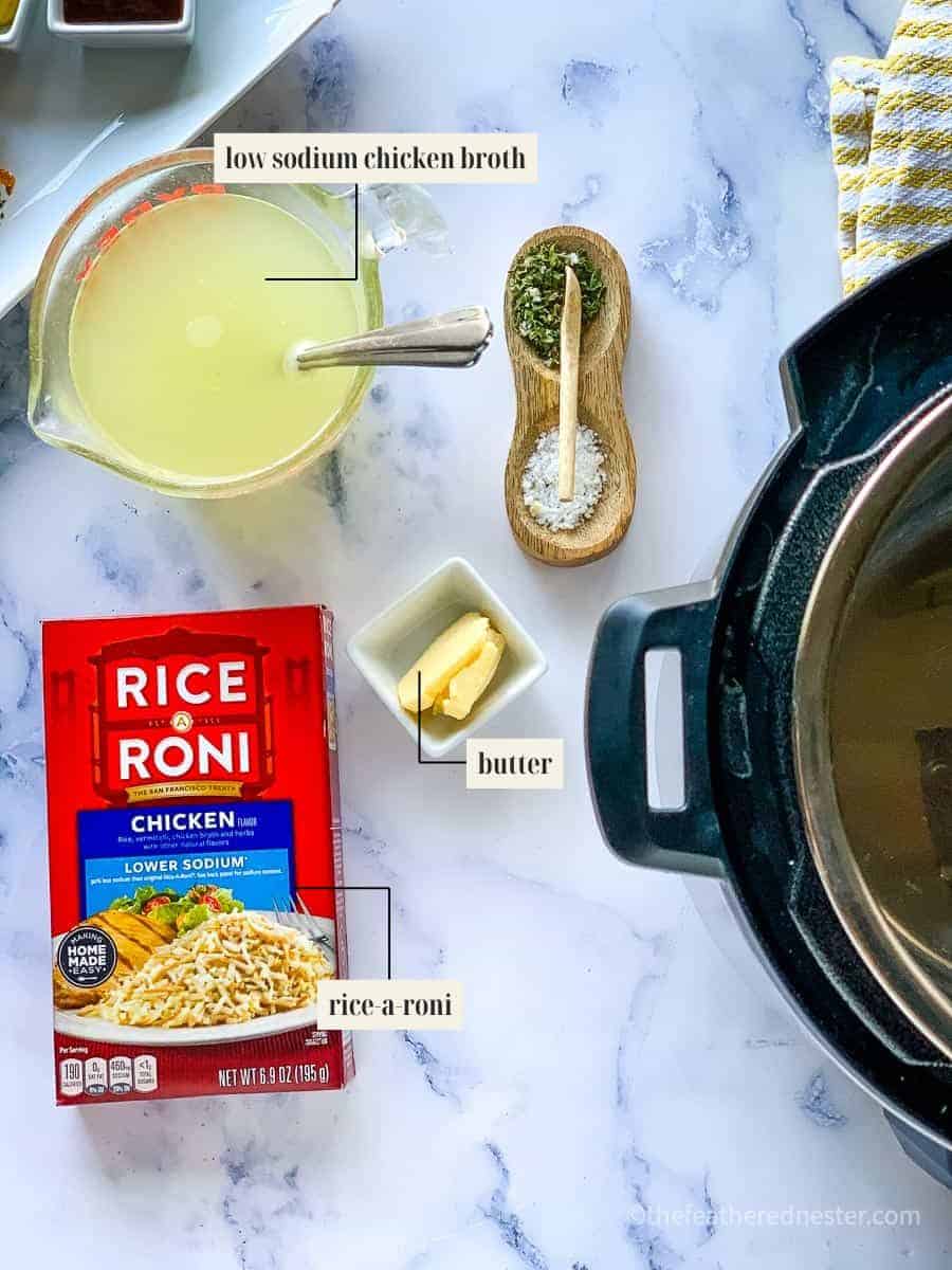Labled ingredient image for rice a roni recipe.
