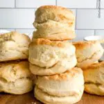 a stack of homemade biscuits with three ingredients