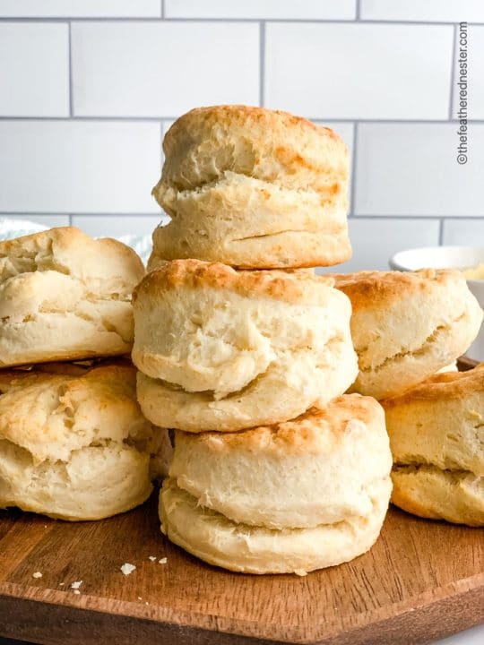 a stack of homemade biscuits with three ingredients