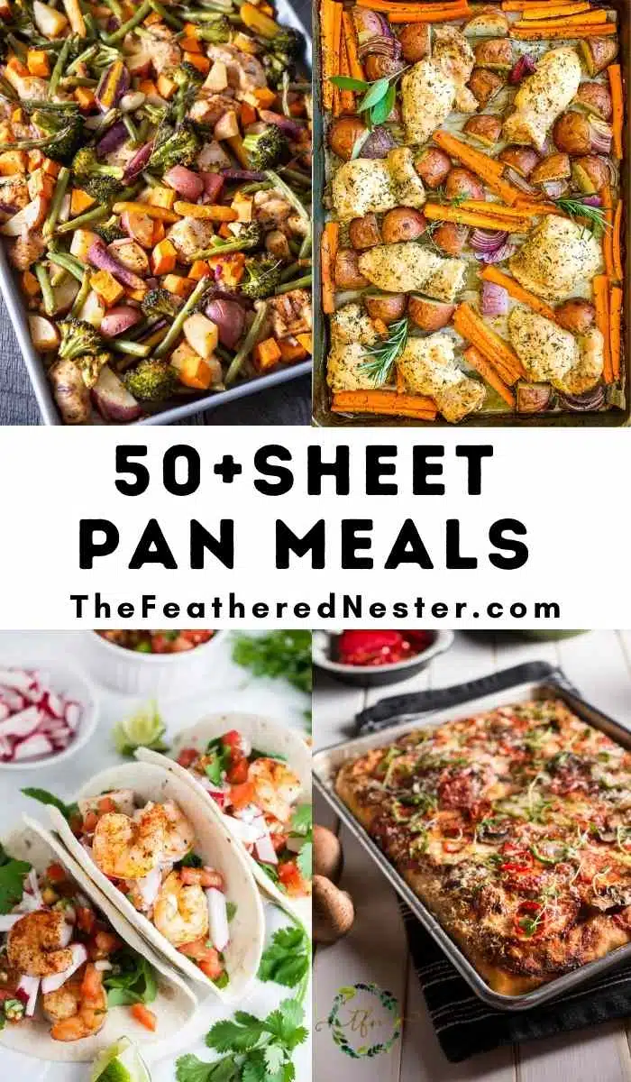 a collage of sheet pan meals