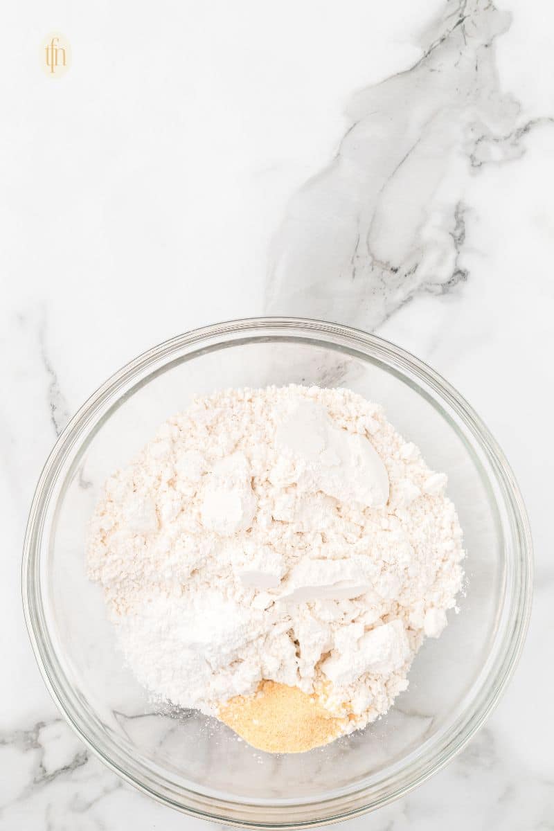 A bowl of raw ingredients.