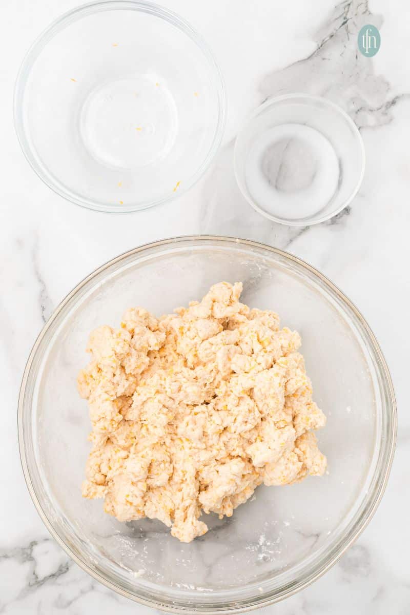 A bowl of batter for biscuits.