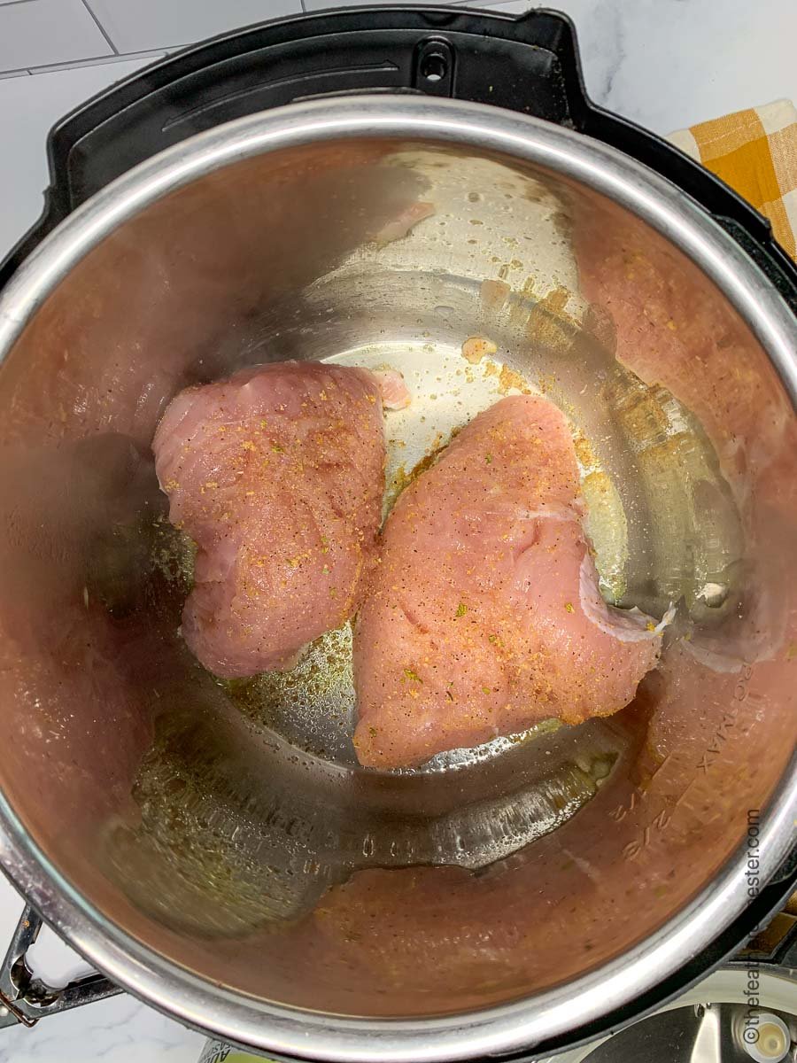 Searing turkey tenderloin in Instant Pot.