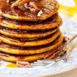 a stack of bisquick pumpkin pancakes