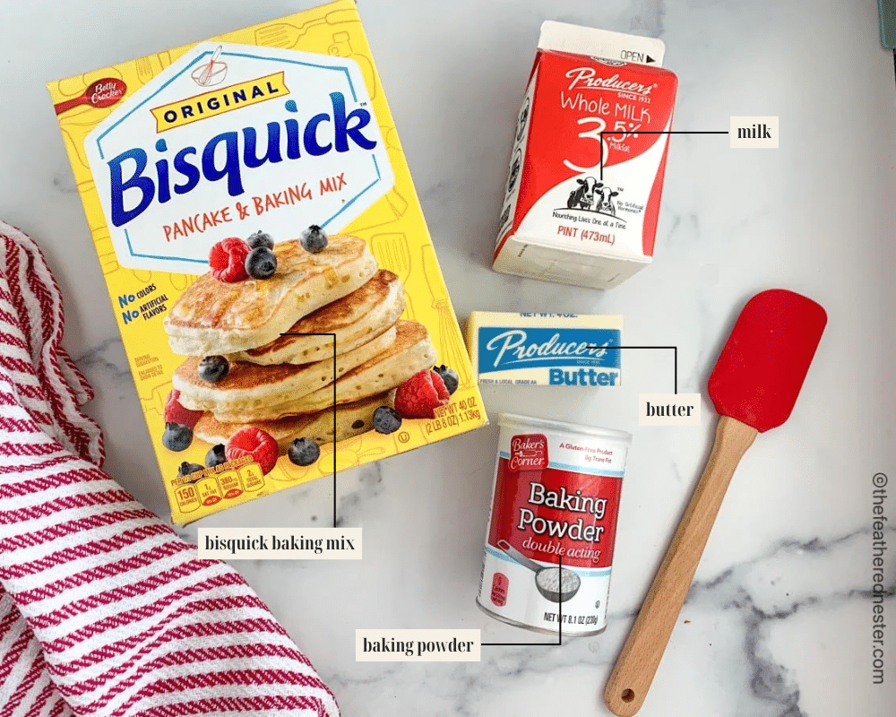 Labeled ingredient image for Bisquick pumpkin pancake recipe.