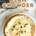 a graphic image of San Francisco Clam Chowder Bread Bowl.