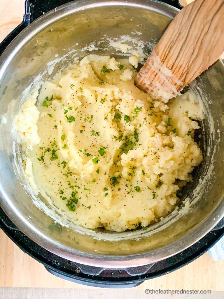 a pot of whipped potatoes