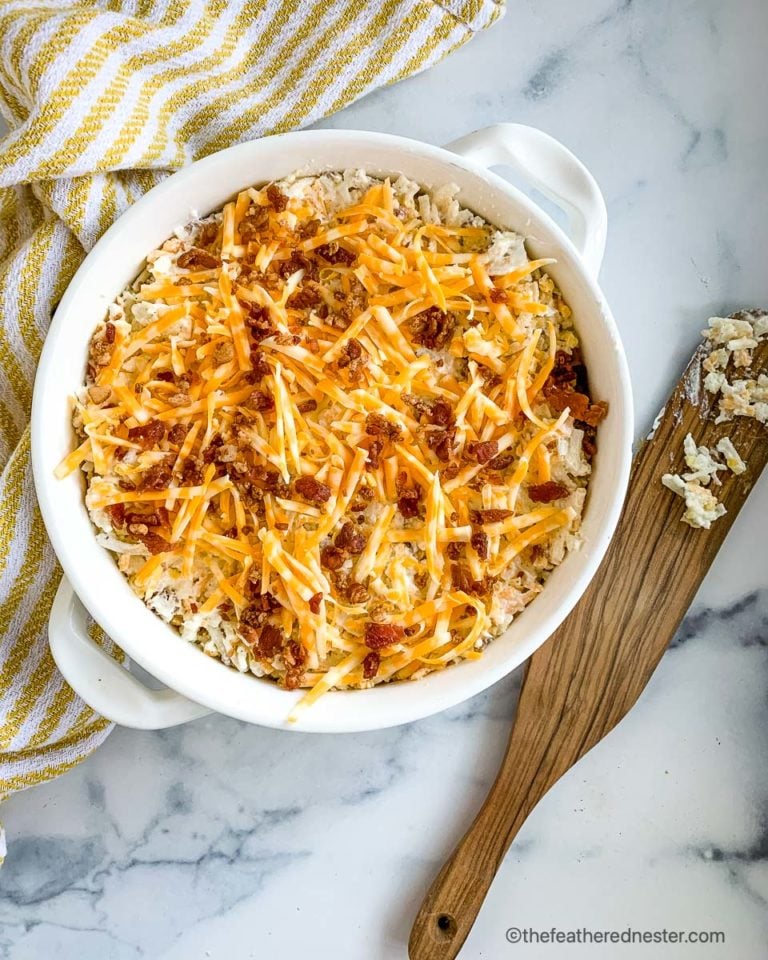 Easy Loaded Hashbrown Potato Casserole with Bacon (No Soup!)