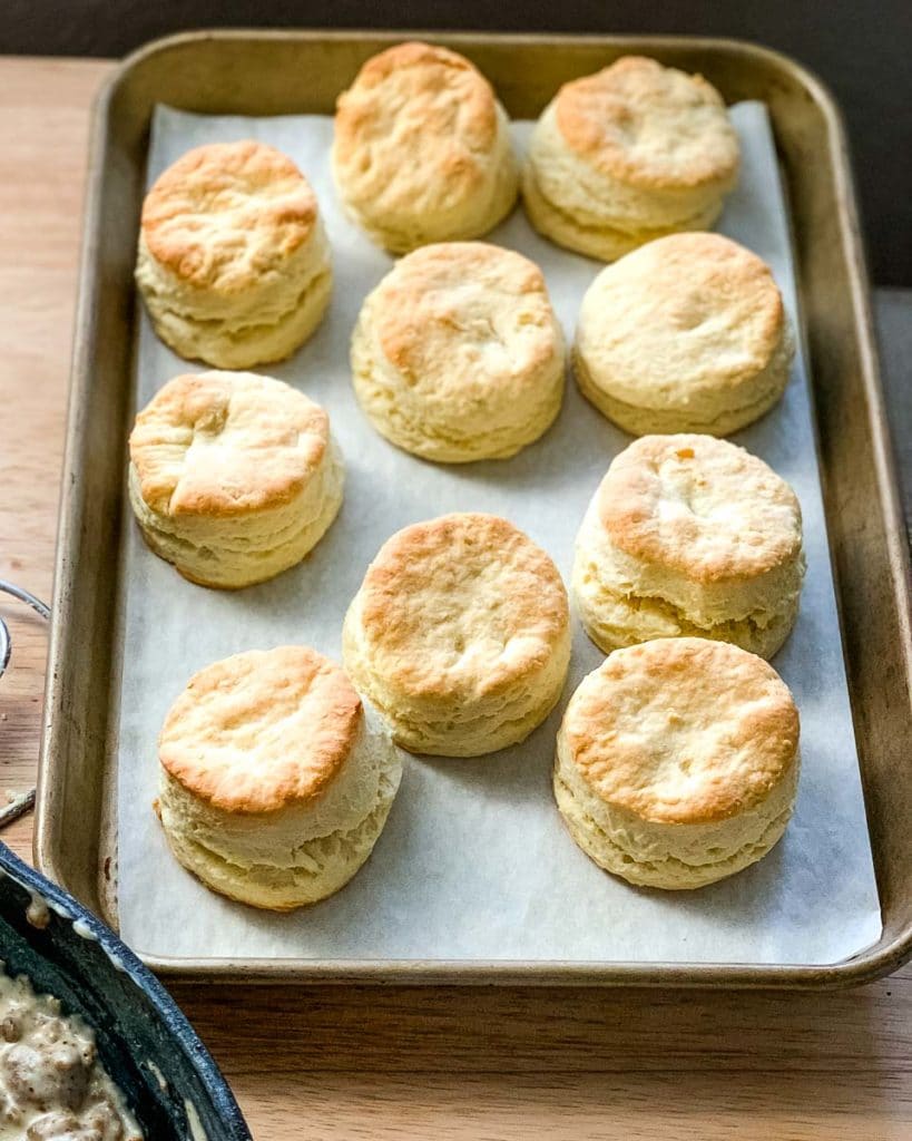 a pan of freshly baked biscuits