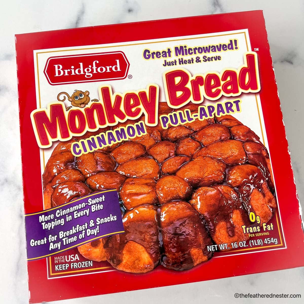 a package of Bridgford Monkey Bread Cinnamon Pull-Apart.