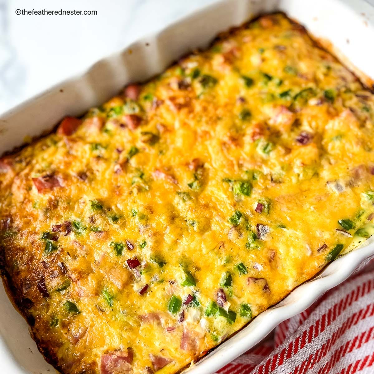 Ham and tater tot casserole, fully baked.