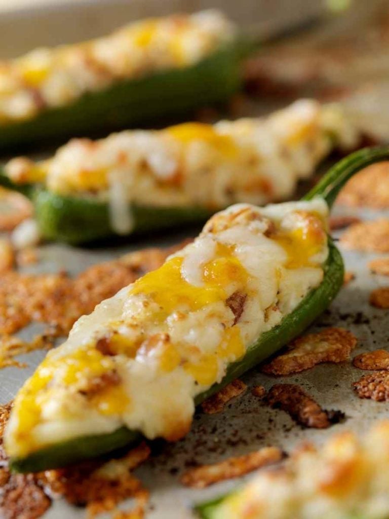 Baked stuffed jalapeno poppers.