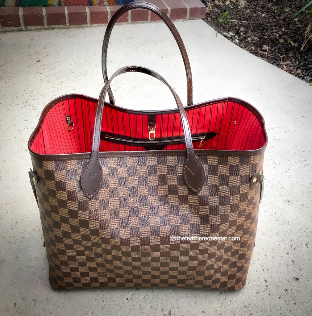 LV Neverfull tote with cerise lining