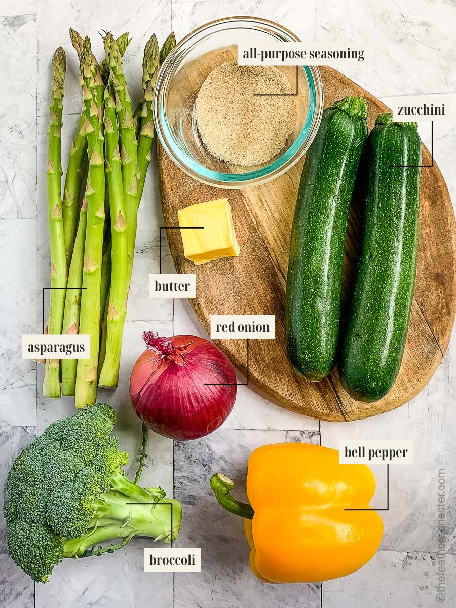 Labeled ingredient image for blackstone veggies recipe.