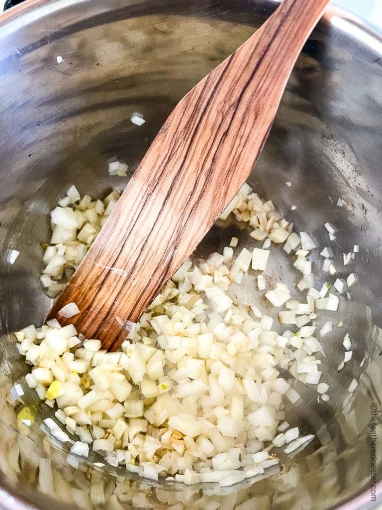 sautéing diced onions for navy bean soup instant pot