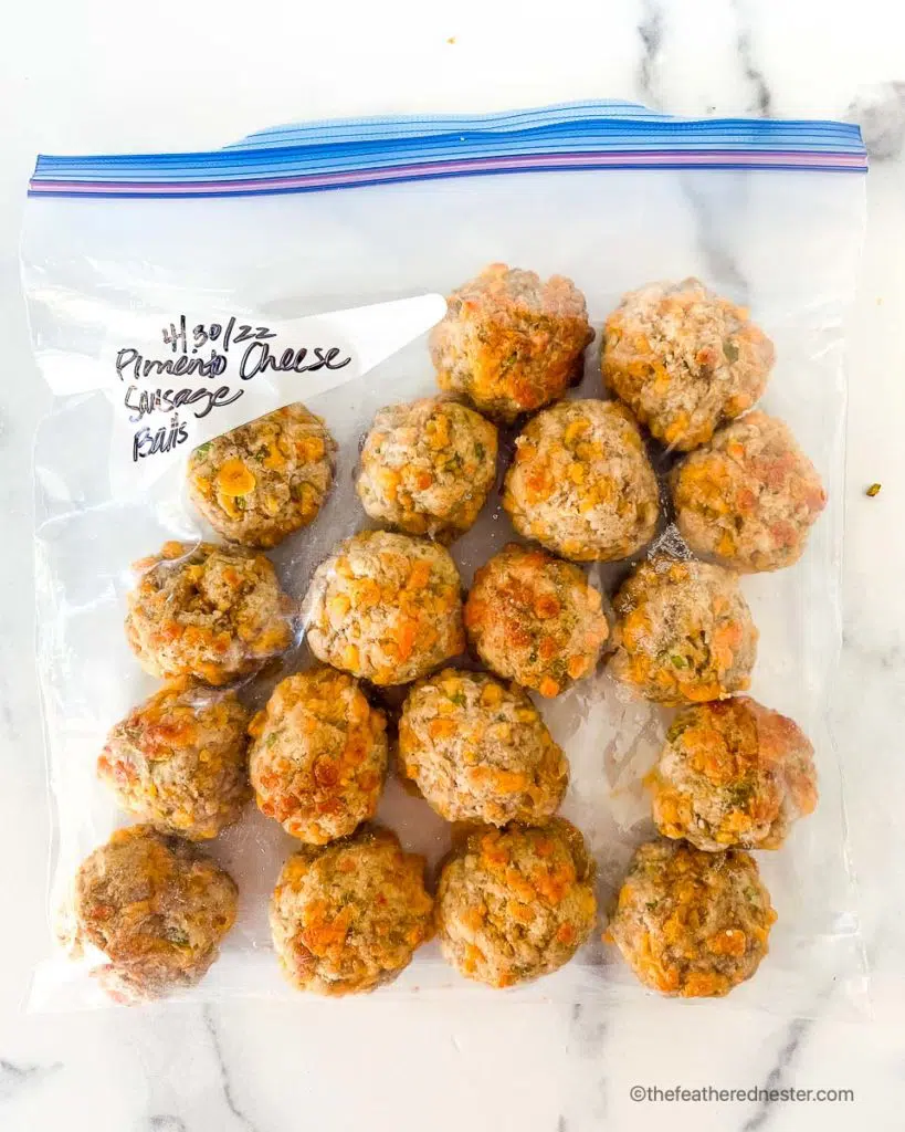 a freezer bag of appetizer balls