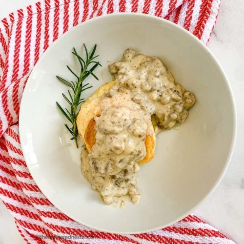 Turkey Sausage Gravy and Biscuits Ready in just 30 minutes!
