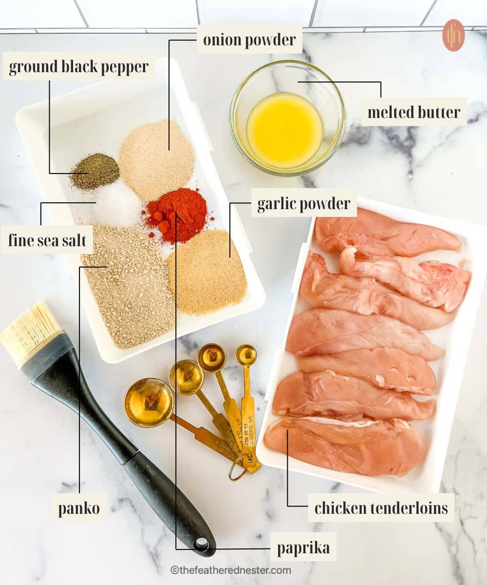 Labeled ingredient image for shake and bake chicken recipe.
