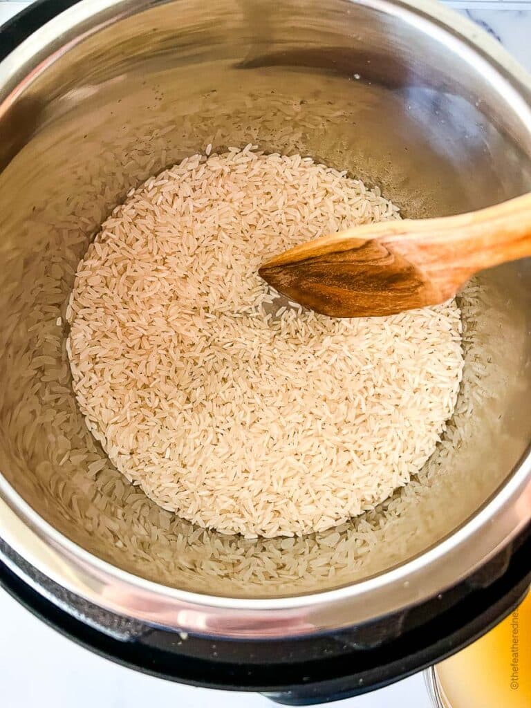 sautéing the rice in the Instant Pot.