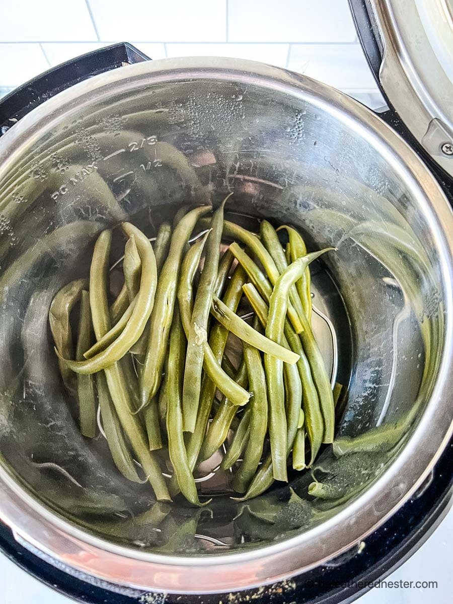 Cooked green beans in an instant pot.