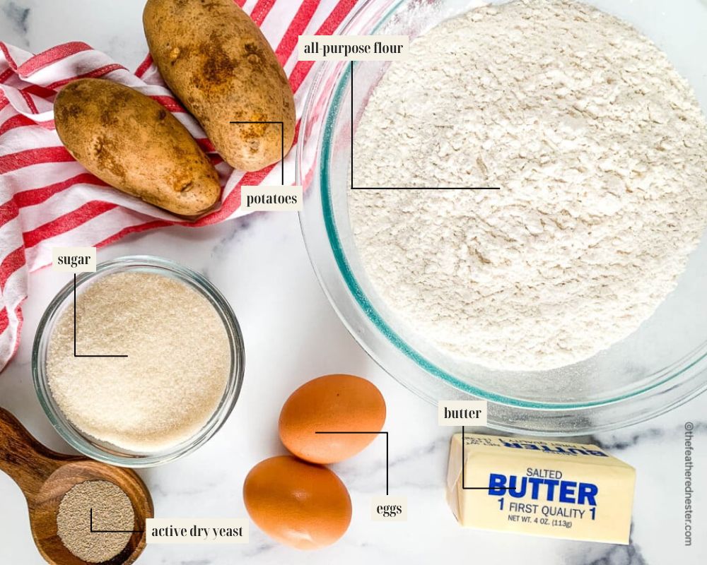 Labeled ingredient image for dinner roll recipe.