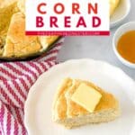 a graphic of cornbread with self rising flour on a white plate.