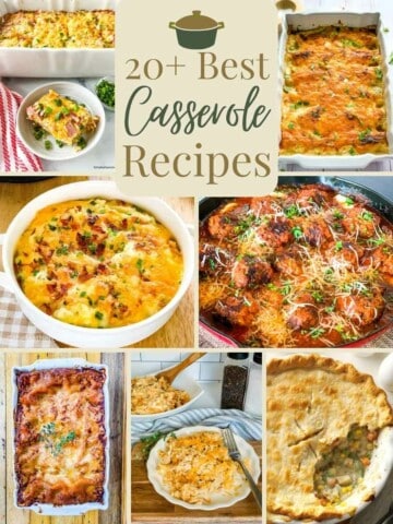 a college for casserole recipes: hash brown casserole, loaded potato casserole, chicken pot pie, lasagna, chicken enchiladas