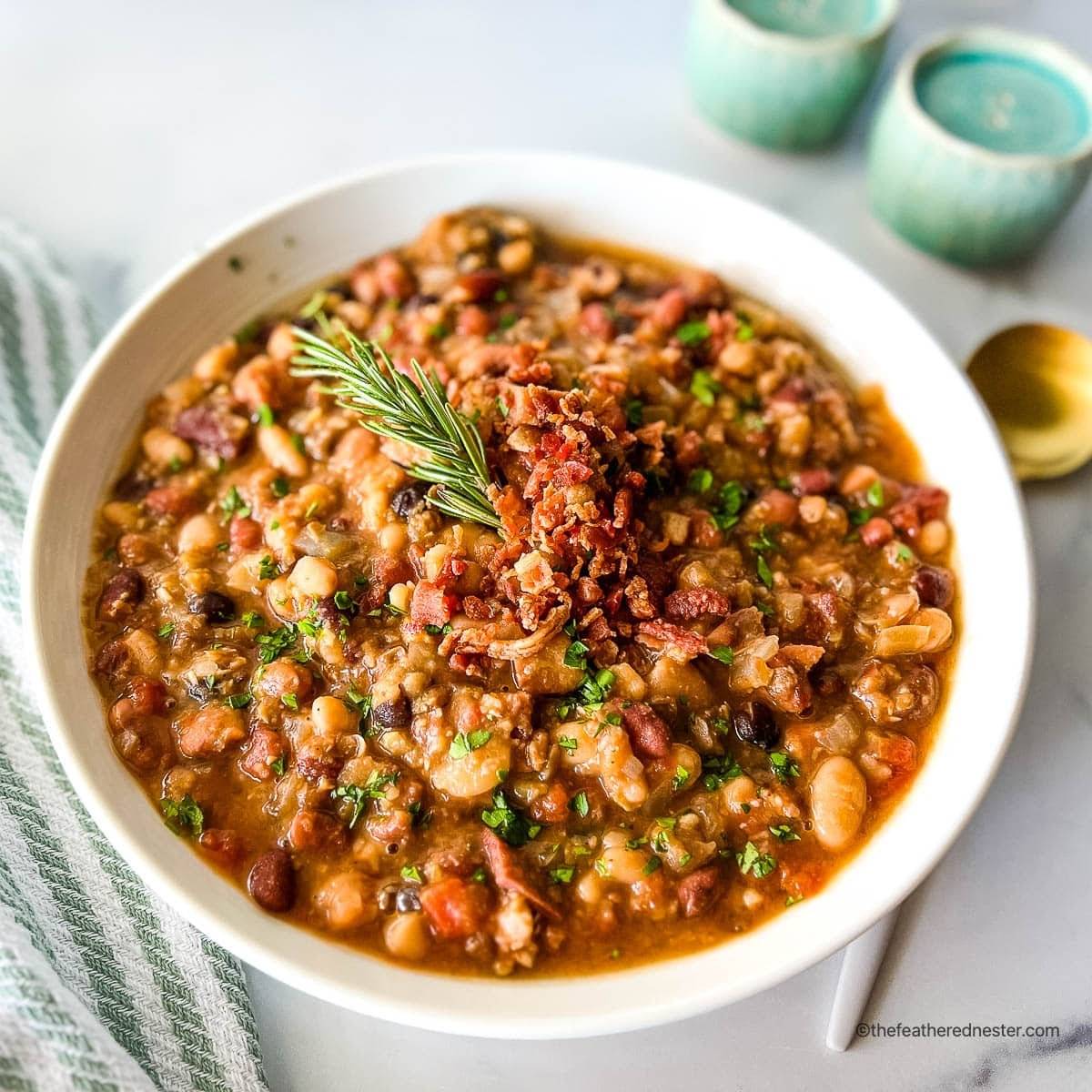 Slow Cooker 15 Bean Soup with Ham and Kale