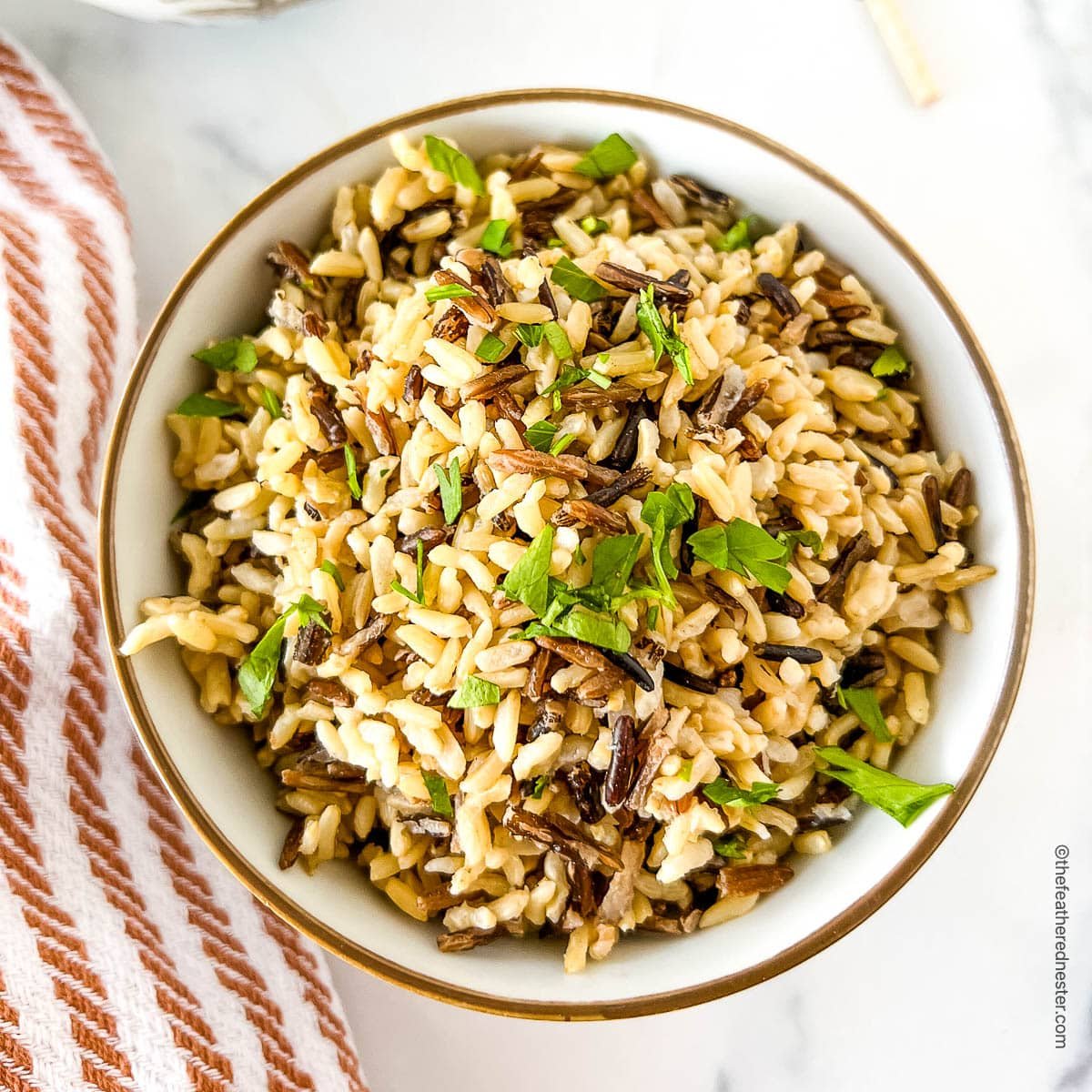 square photo of Instant Pot Wild Rice in a bowl.