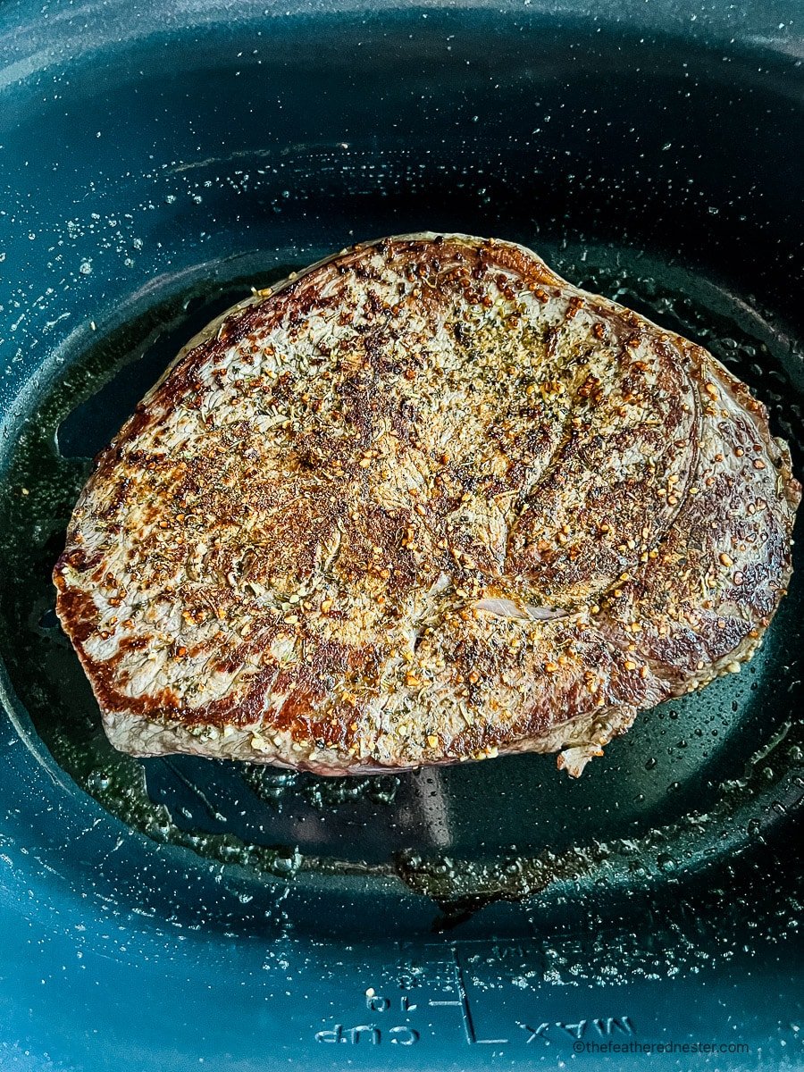 Sirloin tip roast in slow cooker.